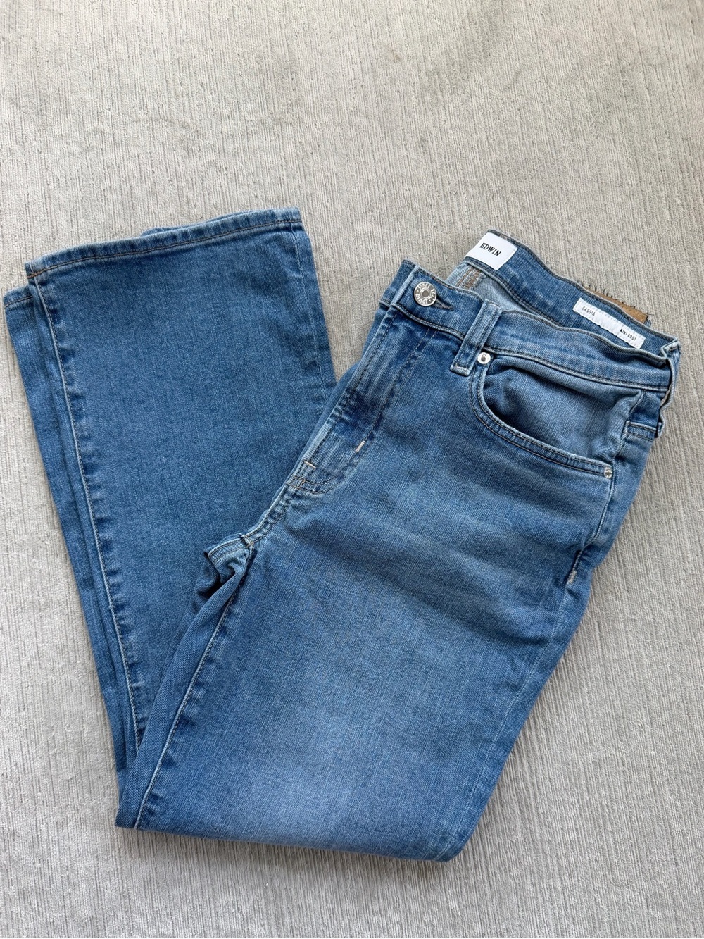 Edwin Cassia Mini Boot Jeans Light Wash Stretch Denim Size 28